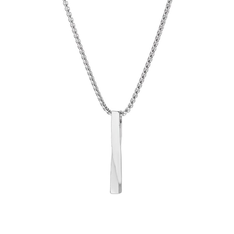 Vòng cổ thép không gỉ mặt hình tròn màu bạc thời trang cho nam và nữ WC087