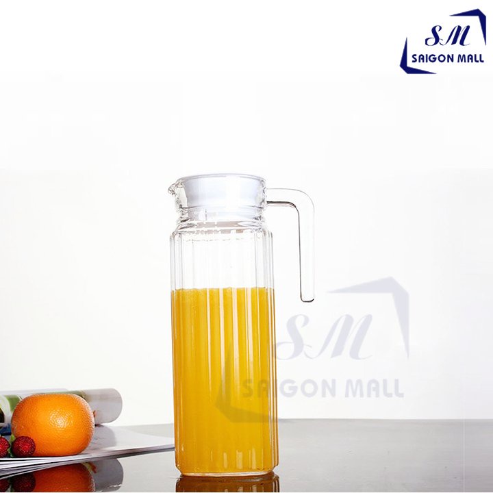 Bình thủy tinh miệng rót sọc 1 Lít - Sọc DELI EH1004-2, bình rót nước chất lượng