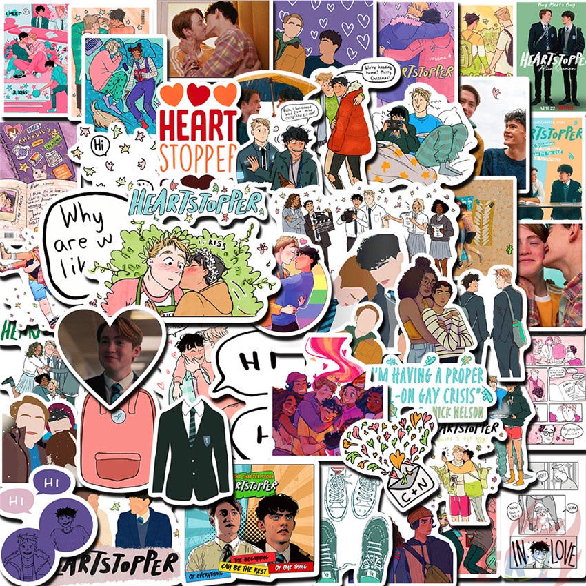 Bộ 100 sticker hình Heartstopper series B trang trí DIY chống thấm