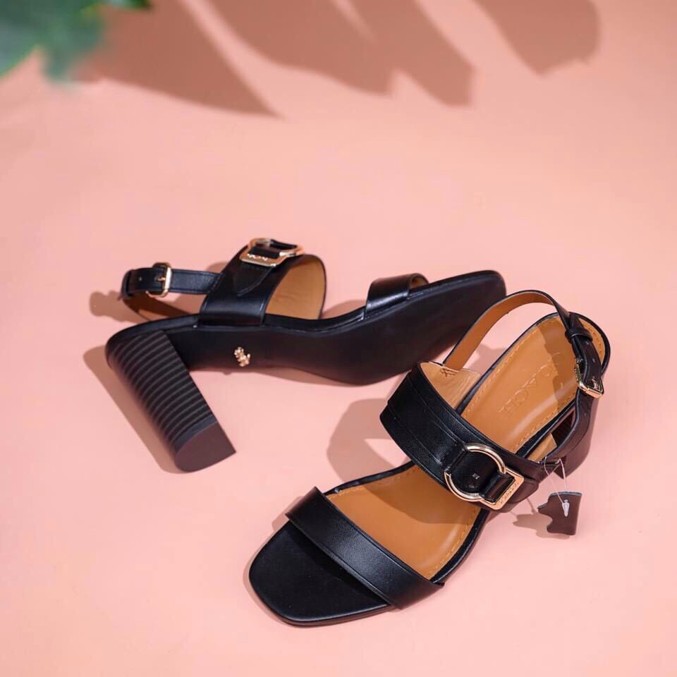 Sandal Nữ Da Thật Gót Trụ Cao 7cm Dép Quai Ngang Nữ