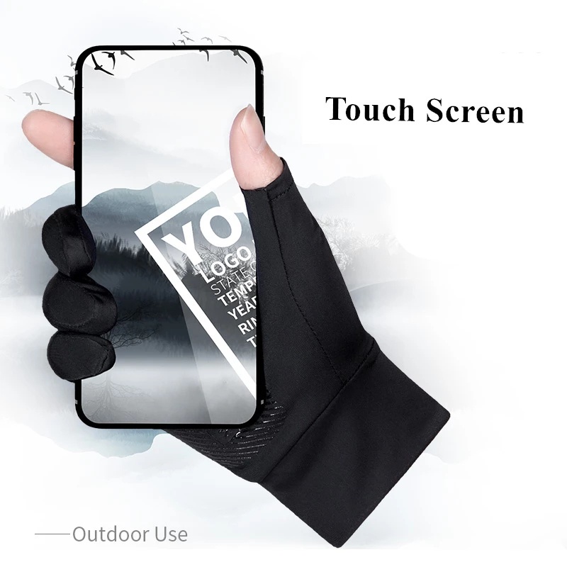 Găng Tay Hở Ngón Bằng Lụa Lạnh Mỏng Thoáng Khí Bảo Vệ Chống Tia UV Có Chức Năng Chạm Màn Hình Cảm Ứng Chống Trượt / Mồ Hôi Khi