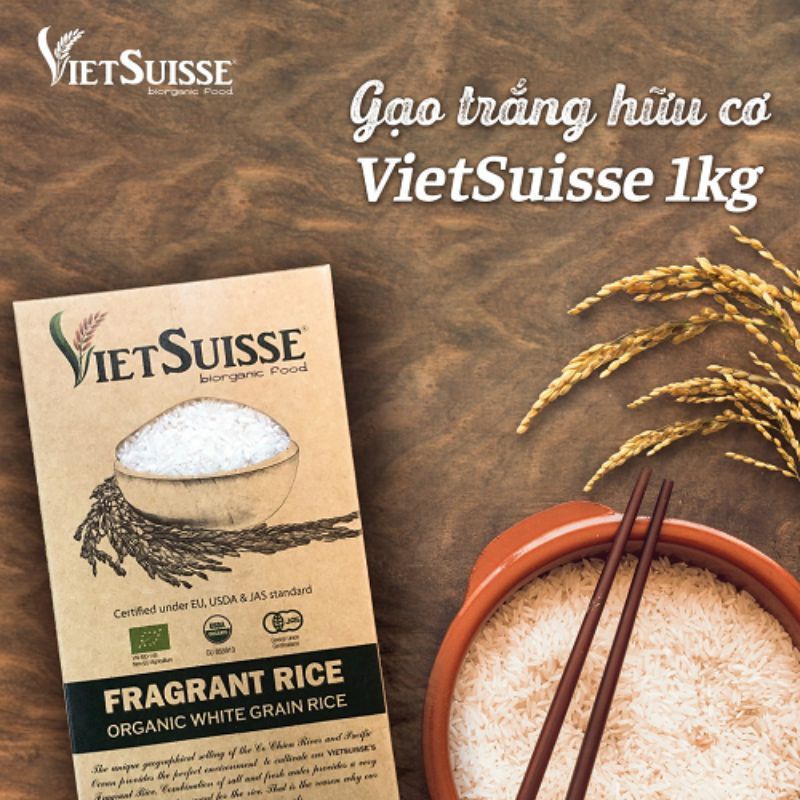 GẠO TRẮNG XÁT DỐI LỨT TÍM HỮU CƠ VIETSUISSE 1KG