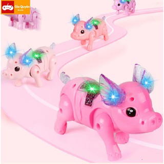 Heo đồ chơi biết đi có dây và nhạc, Heo đồ chơi biết đi cho bé, Heo đồ chơi phát sáng và nhạc, Heo đồ chơi cute cho bé