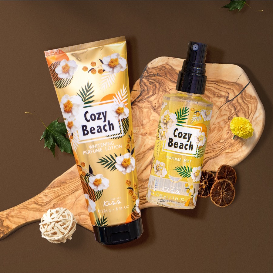 Bộ Đôi Hoàn Hảo Malissa Kiss Body Lotion 226g &amp; Body Mist hương Cozy Beach 88ml