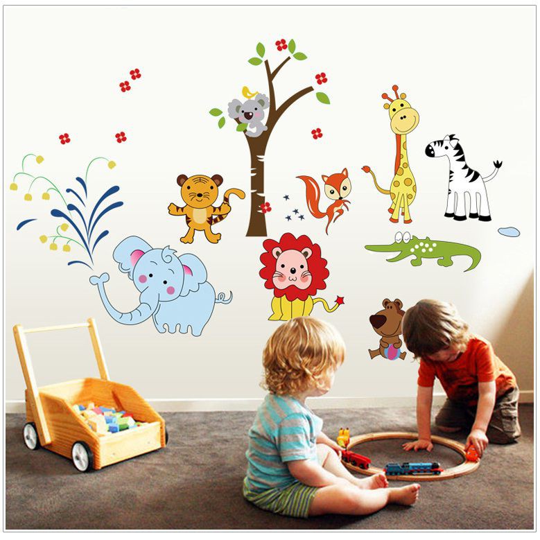 Decal dán tường Vườn thú hoạt hình trang trí phòng cho bé yêu của bạn - AmyShop