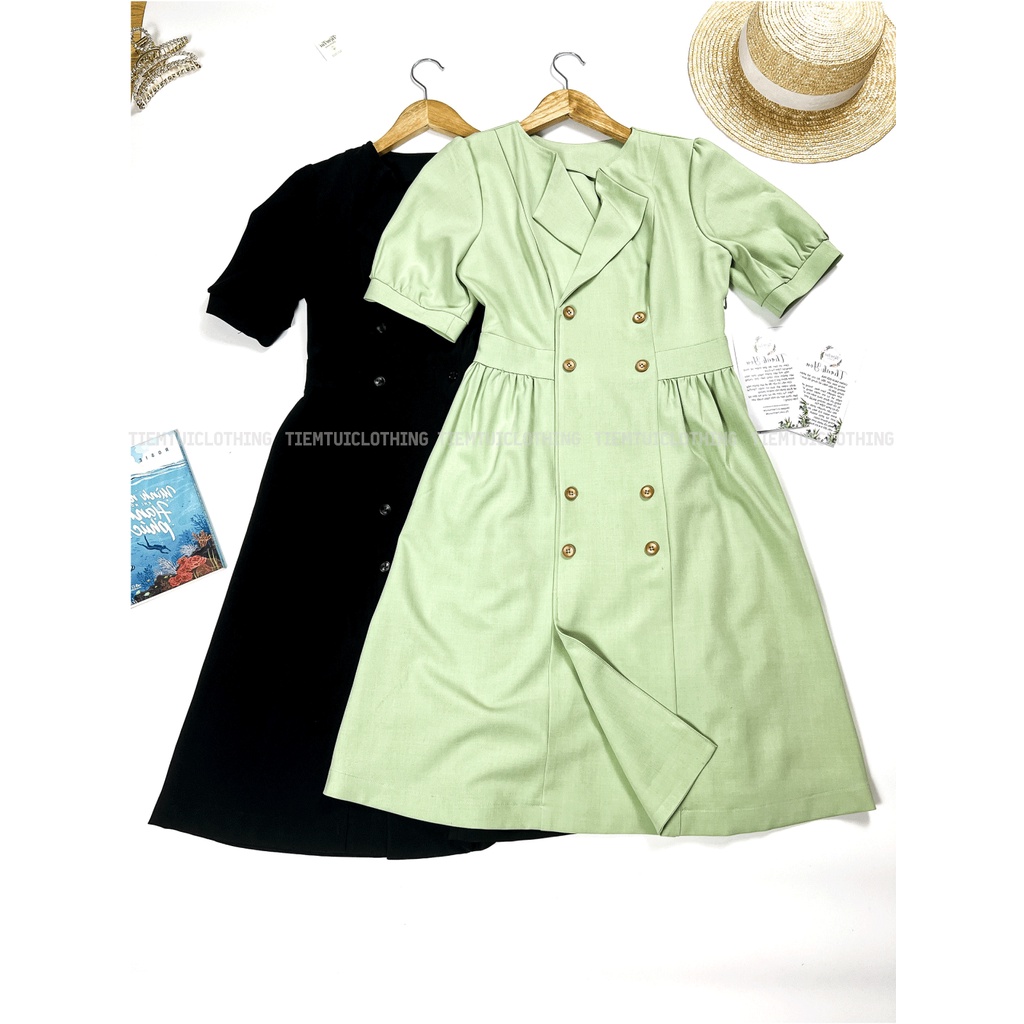 Đầm Nữ Cổ Vest Dáng Xòe Công Sở dạo phố, đi làm