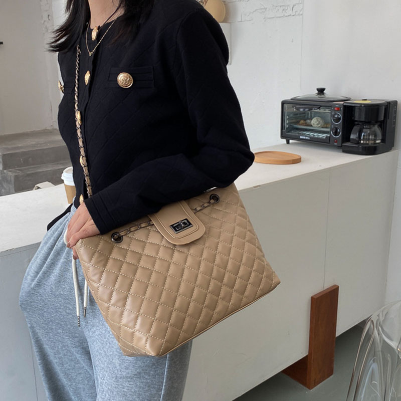 Túi Xách Da PU Đeo Chéo Có Khóa Hình Thoi Thời Trang Cho Nữ