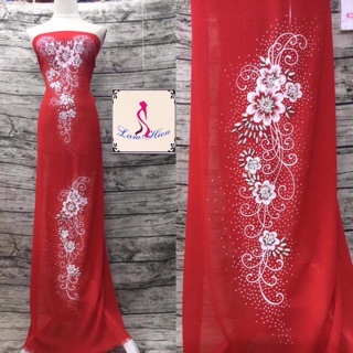 Vải áo dài kết cườm