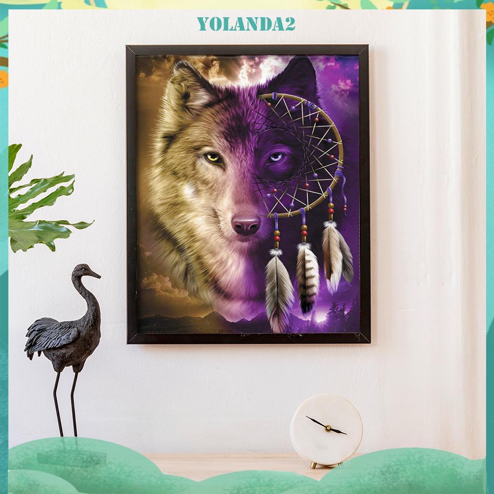 Tranh thêu chữ thập tự làm hình chó sói 11CT