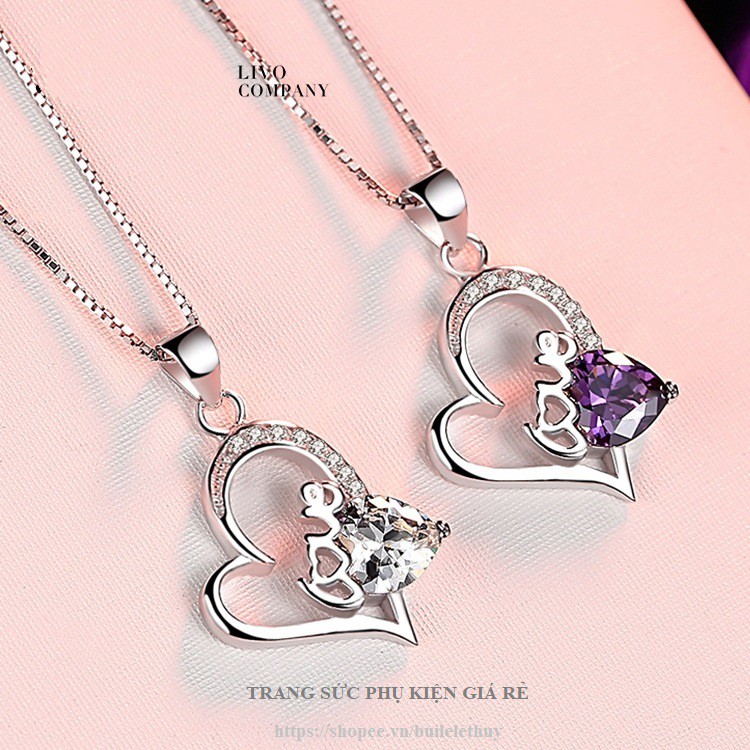 FREESHIP 99K TOÀN QUỐC_Vòng cổ mặt hình trái tim chữ Love, cực xinh, xi bạc ý 925, sale giá rẻ