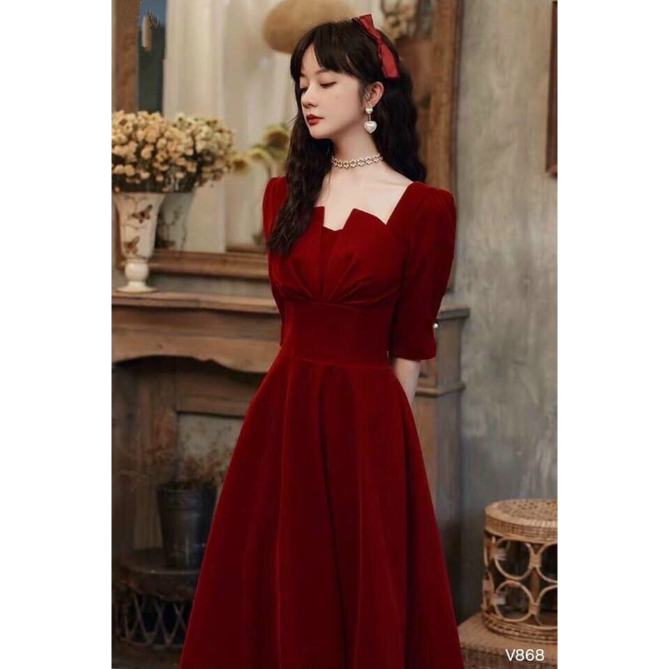 đầm xòe dự tiệc xếp ly ngực