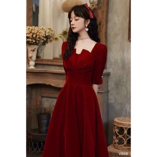 Đầm xòe dự tiệc xếp ly ngực