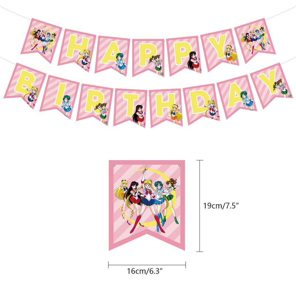 Sailor Moon Bộ Phụ Kiện Trang Trí Bánh Kem Hình Thủy Thủ Mặt Trăng