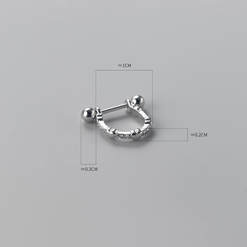 1 chiếc bông tai bạc chui 2 đầu bi, bông tai hình trái tim chui bi bạc 925 Blackmeo