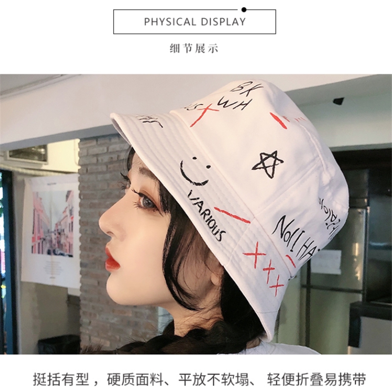 Nón Bucket Che Nắng Mùa Hè In Họa Tiết Graffiti Phong Cách Hàn Quốc Hợp Thời Trang Dễ Phối Đồ Cho Nữ