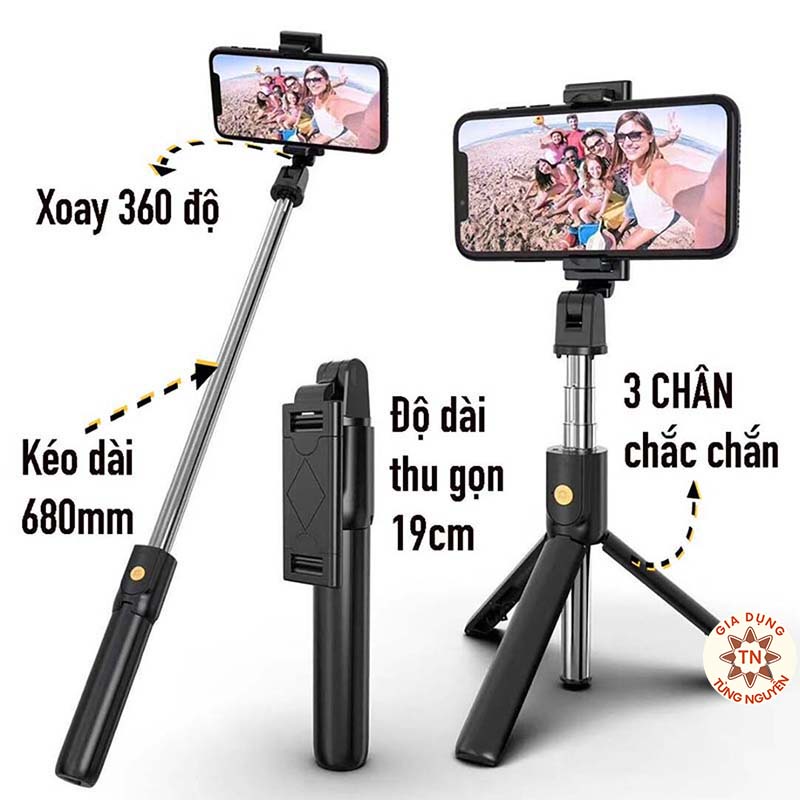 Gậy Chụp Ảnh Tự Sướng Bluetooth 3 Chân Đa Năng ,Selfie, Livestream [GẬY TỰ SƯỚNG]