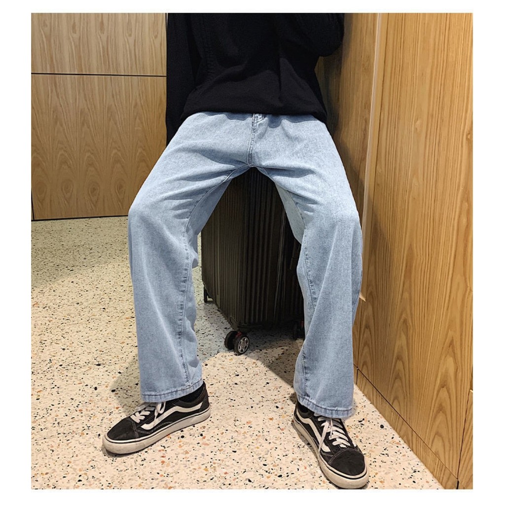 Quần Jean baggy nam, jeans unisex Cạp chun, ống rộng top xu hướng | BigBuy360 - bigbuy360.vn