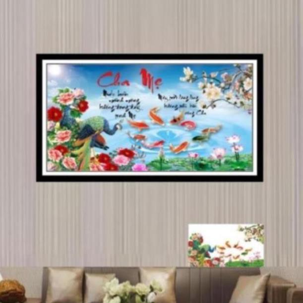 Tranh đính đá Cha mẹ  mẫu mới. dream valley 90 x53 cm -D9328 ( chưa đính)