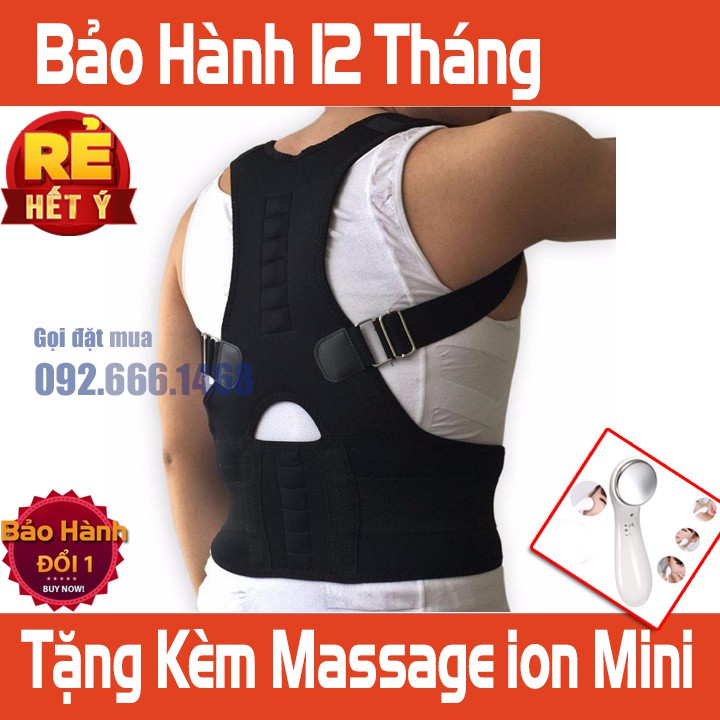 ĐAI ĐEO GIÚP CHỐNG GÙ LƯNG - Tặng Kèm Máy Massage ion Mini Cầm Tay