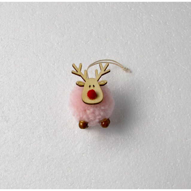 Phụ kiện treo trang trí cây thông Noel hình chú tuần lộc bằng vải nỉ xinh xắn kích thước 4cmx6cm
