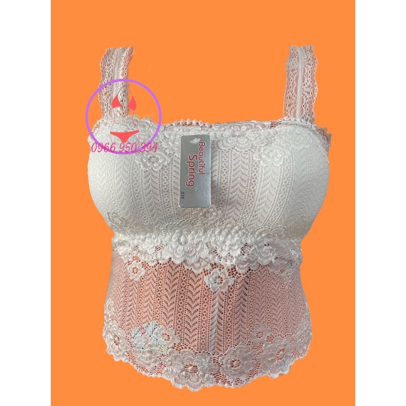 ÁO LÁ BRA REN DÁNG DÀI CÓ MÚT LÓT NGỰC MS035