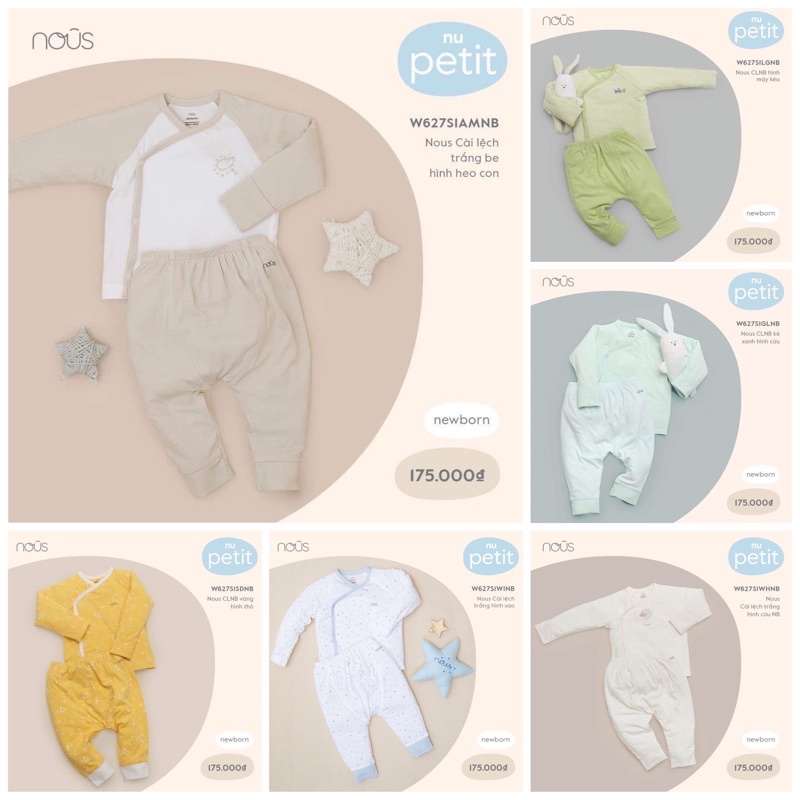 BỘ NOUS CÀI LỆCH SƠ SINH PETIT (KO GỒM PHỤ KIỆN)