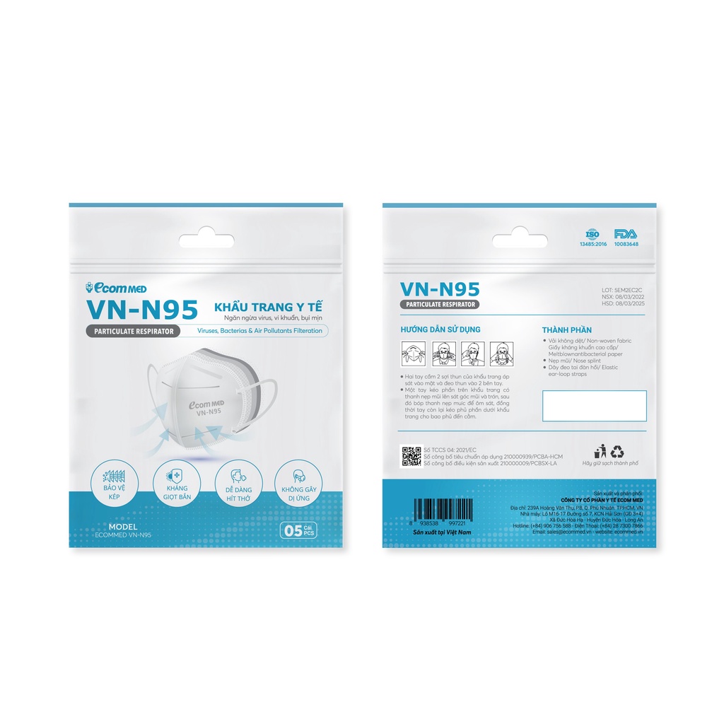 Combo 150 Cái Khẩu Trang N95 EcomMed