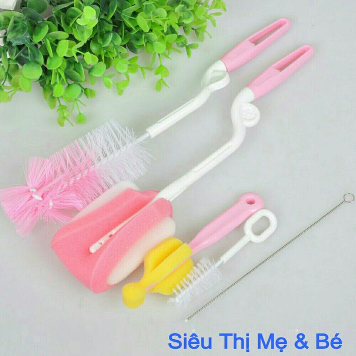 Cọ rửa bình sữa 360 độ vệ sinh phụ kiện và núm ty 5 chi tiết và 2 chi tiết nhiều màu cho bé