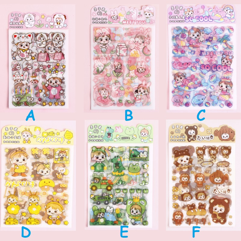 Miếng dán họa tiết cô gái dễ thương bằng PET nhám tự trang trí thủ công