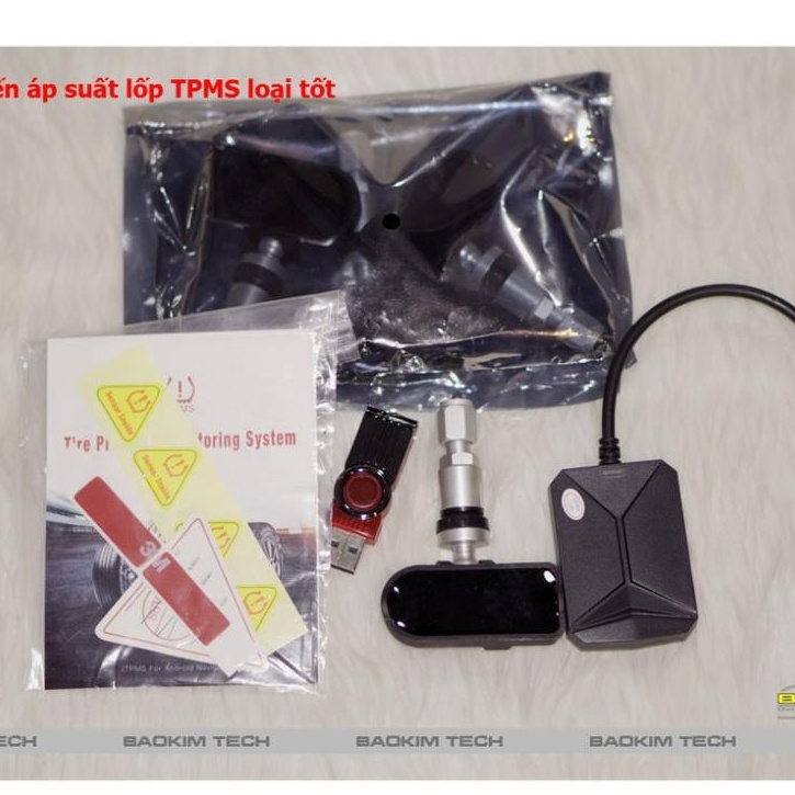 Cảm biến áp suất lốp TPMS van trong tích hợp màn Android - Hàng xịn - Chống trộm.