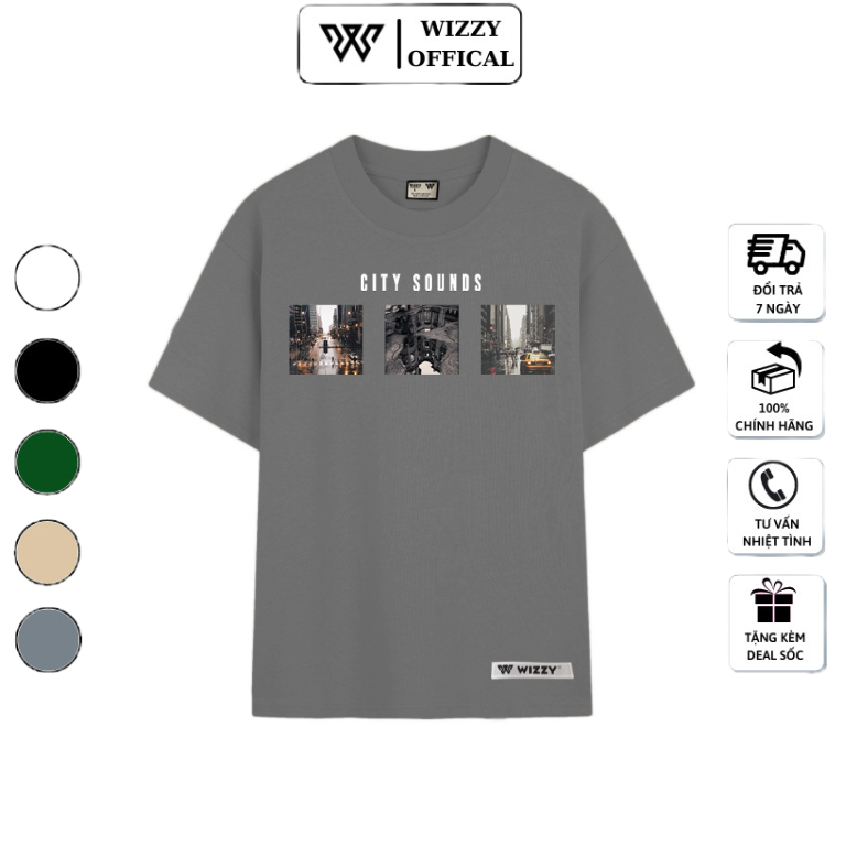 Áo thun nam, áo phông nam nữ unisex tay ngắn cổ tròn fom rộng chất cotton in City Sounds WZC04 Wizzy Official