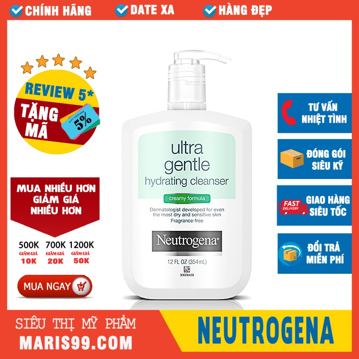 Sữa Rữa Mặt Neutrogena Ultra Gentle Hydrating Cleanser (354ml) _ NTG024SRM