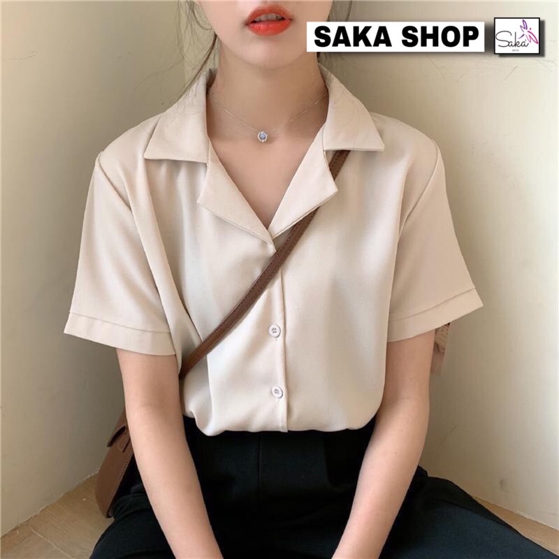 Áo sơ mi nữ tay ngắn cổ vest nhiều màu dễ thương