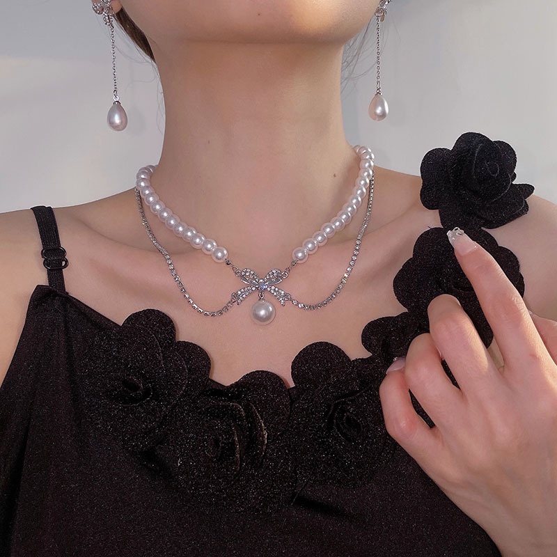 Vòng Cổ Đính Đá Ngọc Trai Thời Trang Dành Cho Nữ