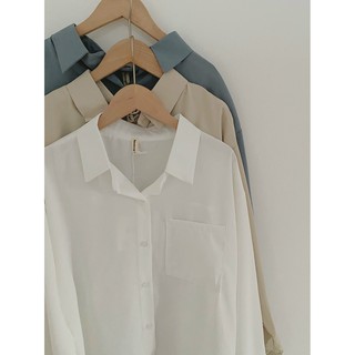 Áo sơ mi lụa trơn đuôi tôm oversize Friday