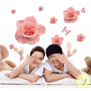 Decal dán tường Hoa hồng 3D