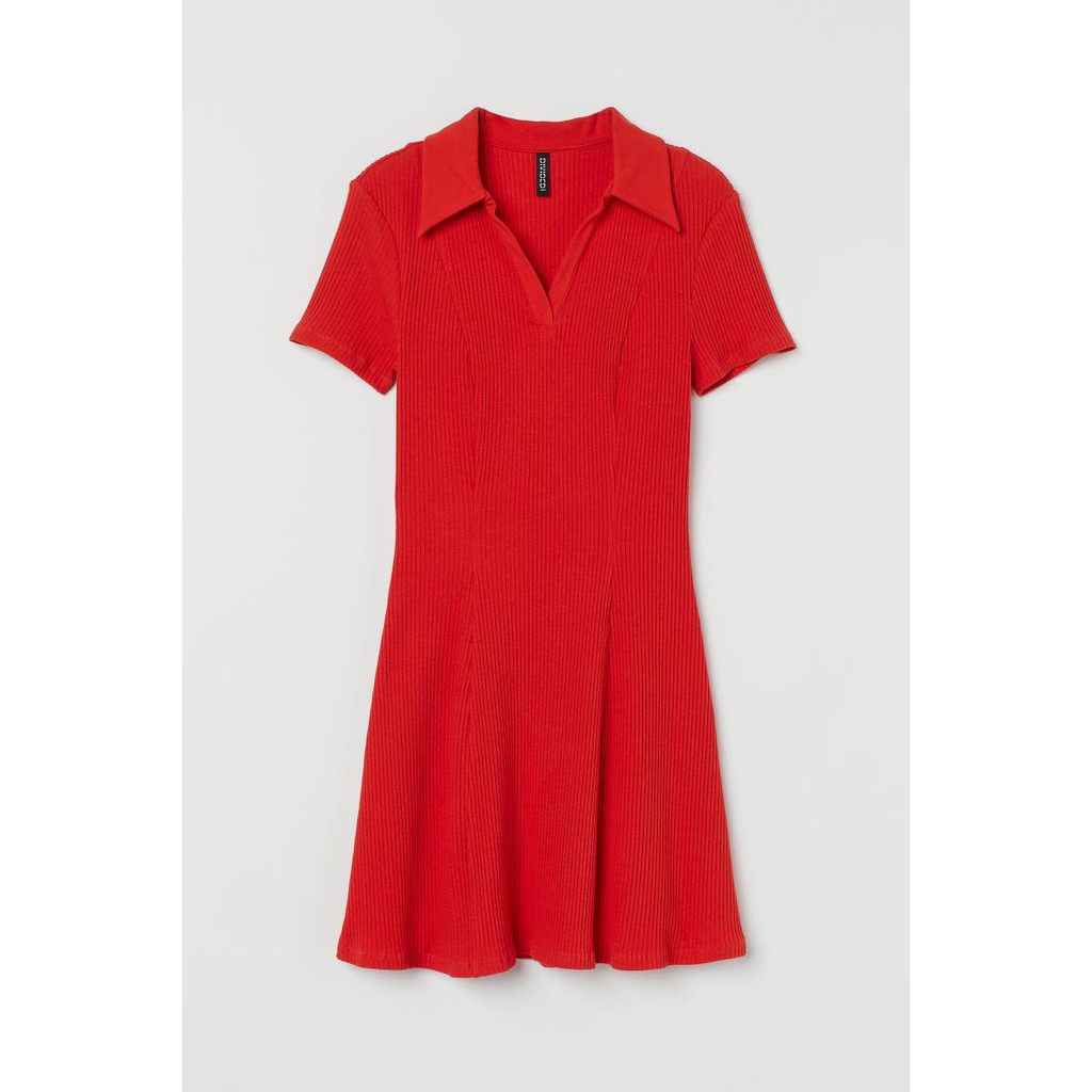 Váy polo HM Ribbed jersey dress sẵn size S