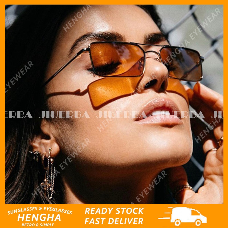 Kính mát UV400 gọng vuông bằng kim loại thời trang thịnh hành cho nam và nữ