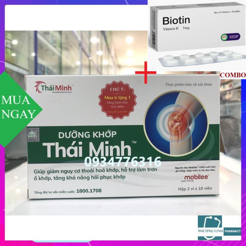 Combo Biotin 5mg+ DƯỠNG KHỚP THÁI MINH hộp 20 viên