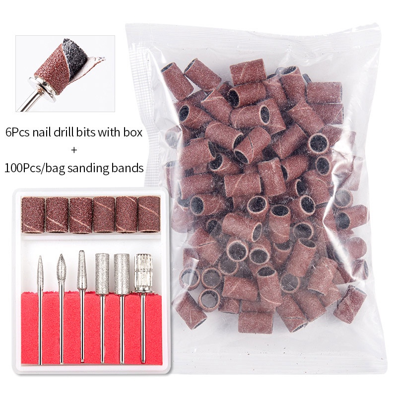 Lusluking 100 Cái / Gói 80# 120# 180# Phụ Kiện Đầu Mài Đánh Bóng Móng Tay Chuyên Dụng