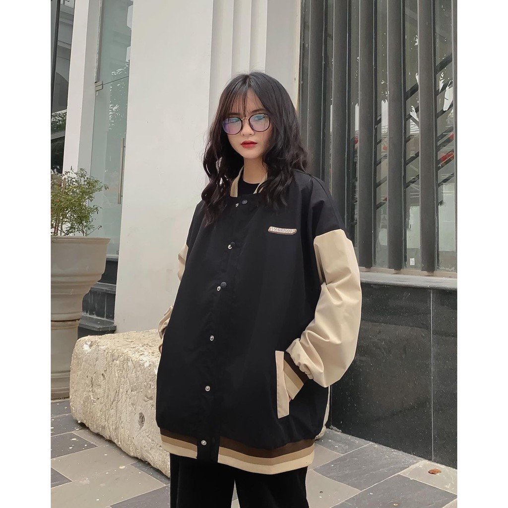 Áo khoác bomber Nam Nữ kaki tay phối da Unisex phong cách cá tinh Hàn Quốc TMH006