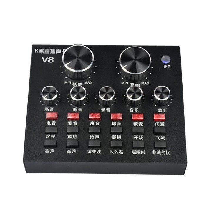 [MÃ ELHACE GIẢM 4% ĐƠN 300K] SOUND CARD THU ÂM HÁT KARAOKE V8 AUTO TUNE