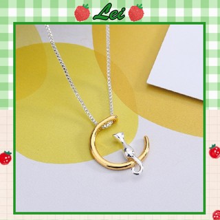 Vòng cổ bạc mèo mặt trăng LEI225 chống gỉ hot trend 2021