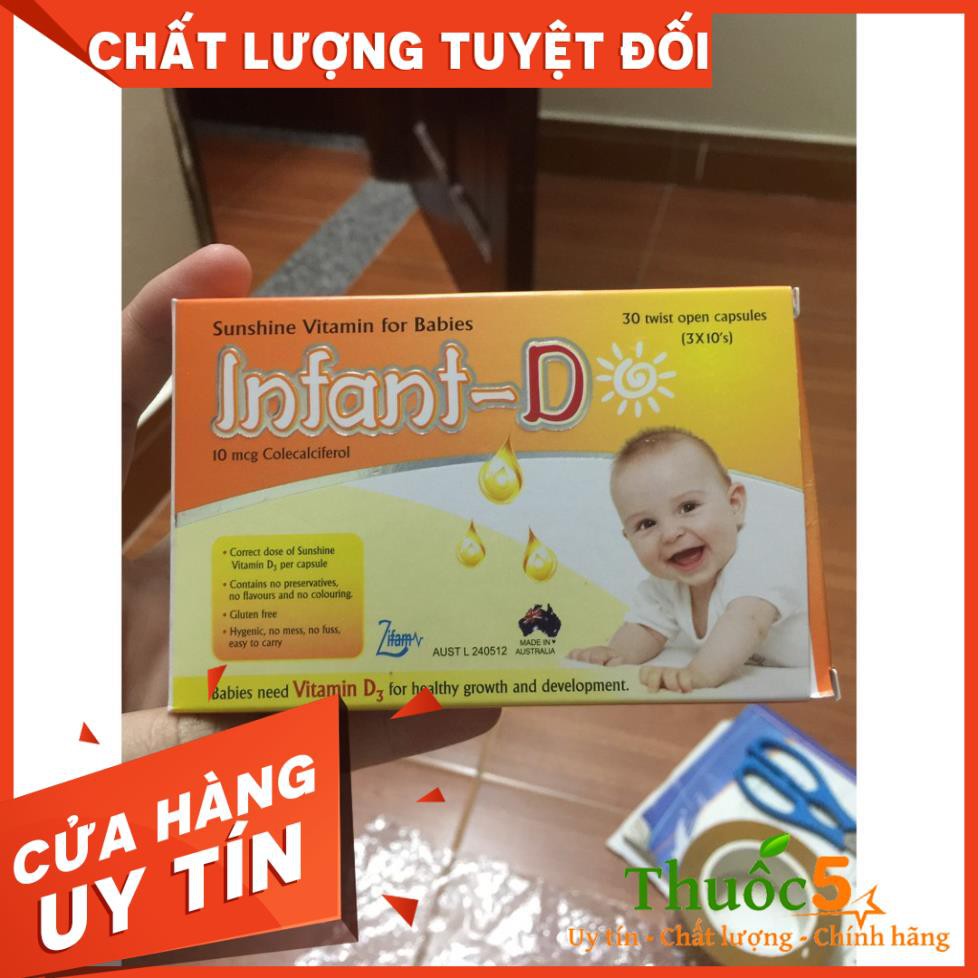 Viên Uống Bổ Sung Vitamin D3 Infant D Hỗ Trợ Giúp Xương Và Răng Chắc Khỏe Hộp 30 Viên