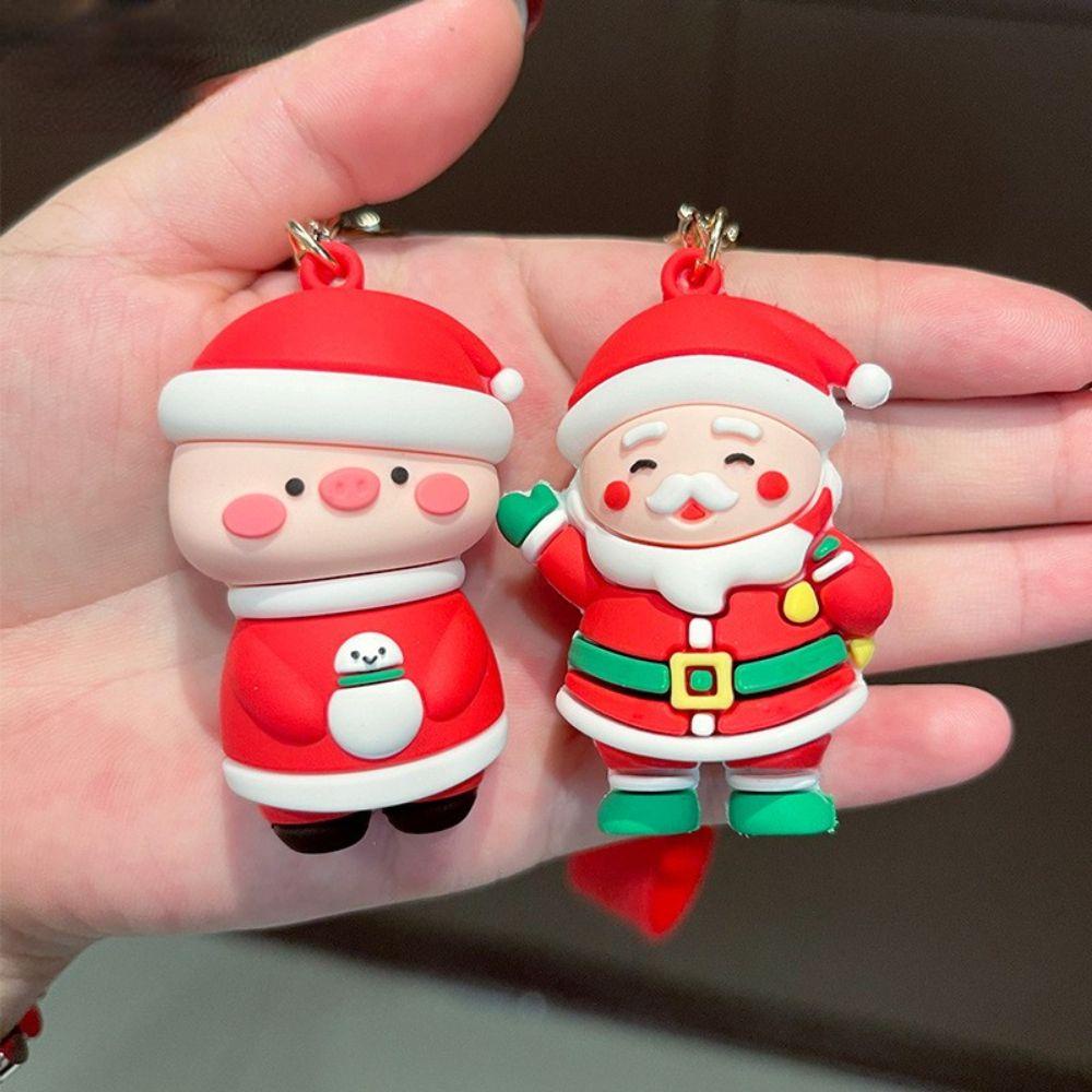 Móc Khóa Hình Ông Già Noel Bằng Cao Su Mềm Dễ Thương