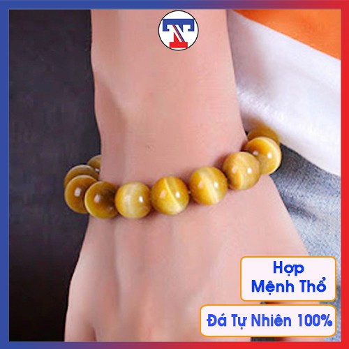 Vòng phong thủy mệnh thổ cho nam hợp mệnh kim màu sắc vàng nâu tươi sáng, Vòng tay đá may mắn - Tina Shop