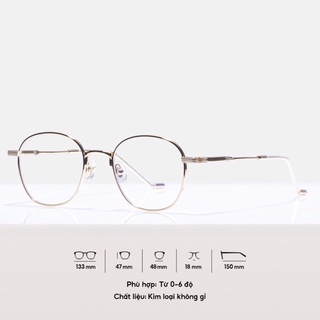 Gọng kính cận kim loại mắt tròn WILSON GLASSES nhiều màu freesize