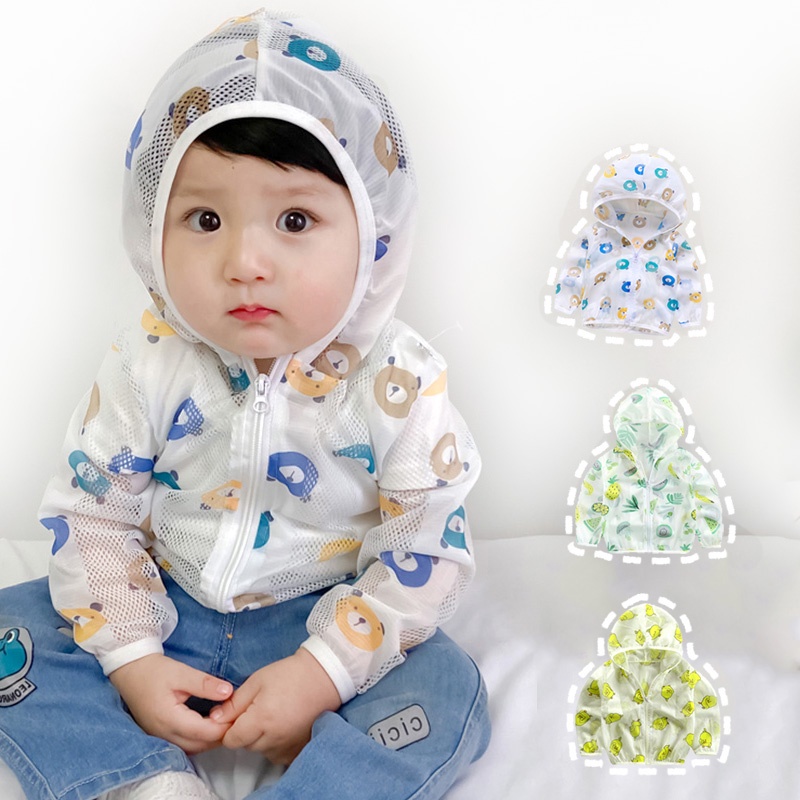 Áo Khoác Chống Nắng Vải Mỏng Mềm Mại Bảo Vệ Cho Bé 0-10 Tuổi