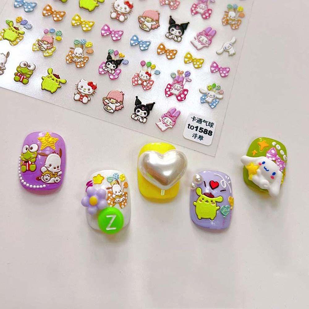 Miếng Dán Trang Trí Móng Tay Tự Dính Họa Tiết Thỏ Hoạt Hình Đáng Yêu