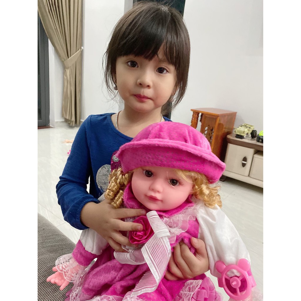 Búp bê cao cấp to áo nhung mềm, đài 60 cm nặng 900 gam, mình bông mềm biết phát nhạc khi chạm vào